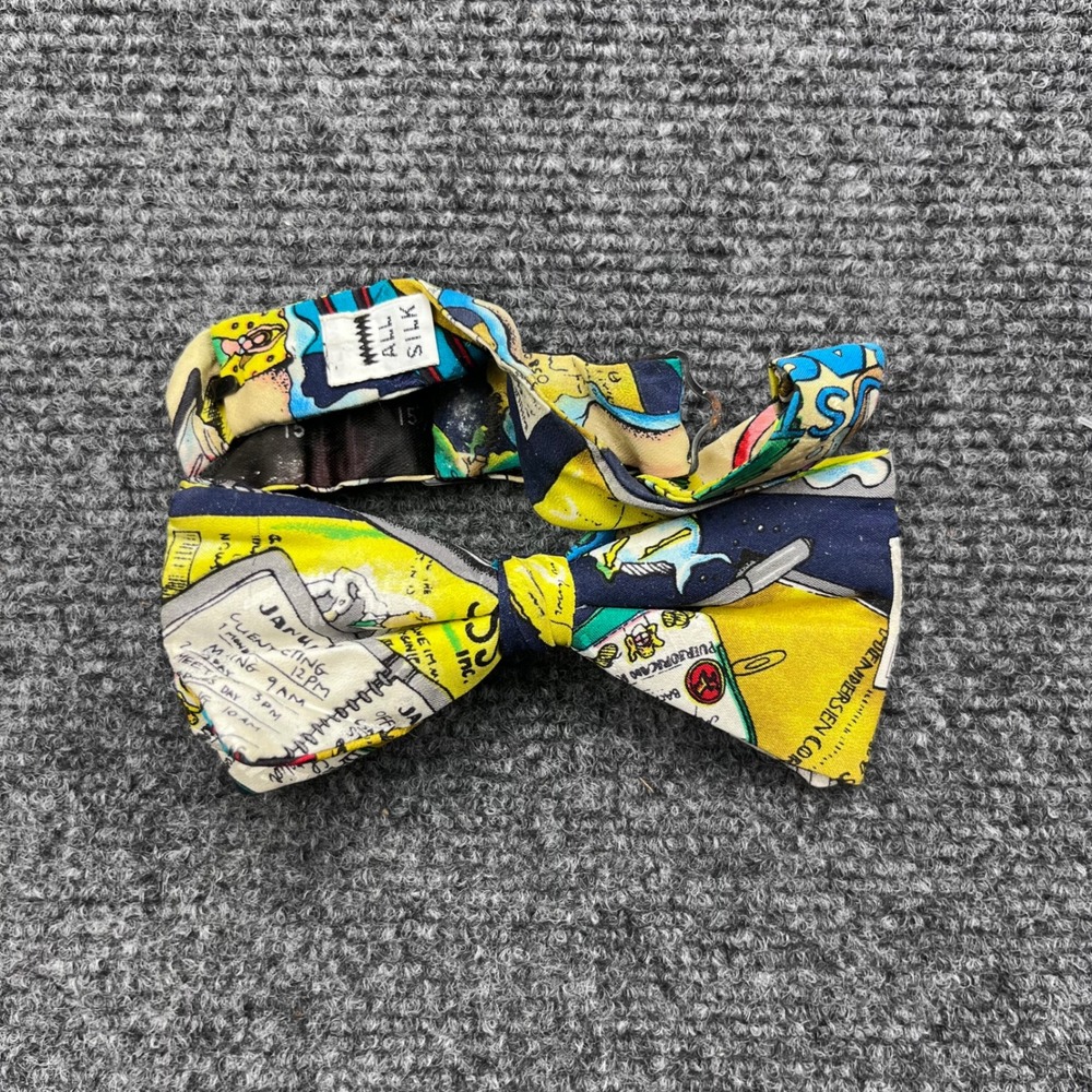 Nicole Miller Vintage Silk Novelty Office Planner Multi Color Bow Tie
